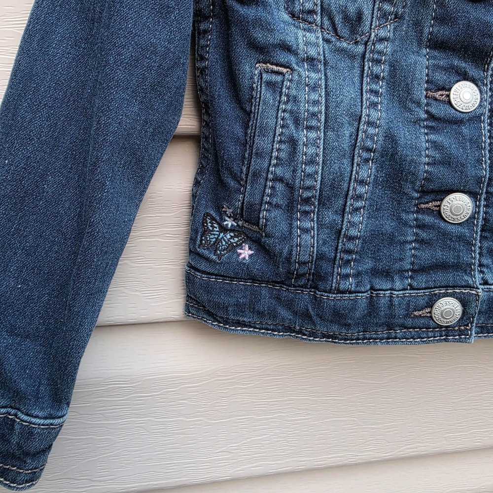 Levi's Toddler Girls 3T Blue Denim Jean Jacket Embroidered Snaps Casual Classic - Picture 4 of 6